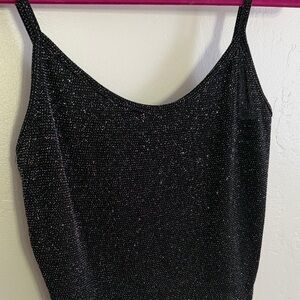 Black Glitter cropped Camisole